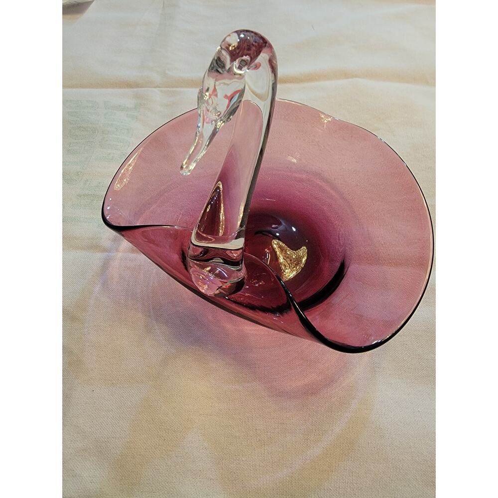 Cranberry Glass Swan Dish